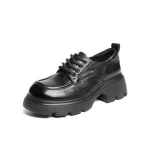 Belle | Vintage Thick Sole Oxford Shoes Black
