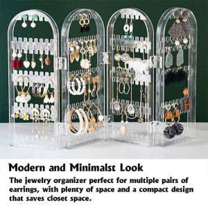 Earring Holder Organizer Jewelry Organiser Stand Foldable Screen Necklace Rack Multi-Purpose Dressing Tablet Jewelry Holder