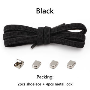 1Pair No Tie Shoelaces Metal Buckles Elastic for Sneakers One Size Fits All Adult Kids Quick Laces Lazy Sport Rubber Shoestrings