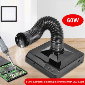 60W Soldering Iron Fume Extractor with LED Light  ESD Carbon Filter Sponge Smoking Instrument for Electronic Component Repair