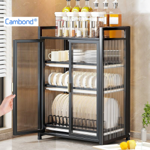 Cambond ตู้เก็บจาน 2/3 ชั้น ชั้นวางจาน เหล็กคาร์บอน กันฝุ่น กันแมลง พร้อมประตู ชั้นวางครัว ประหยัดพื้นที่