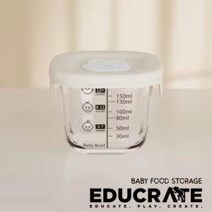 EducratePH 180ml Big Baby Glass Food Storage Bowl with Lid – Heat Resistant | Freezer Microwave & Oven Safe