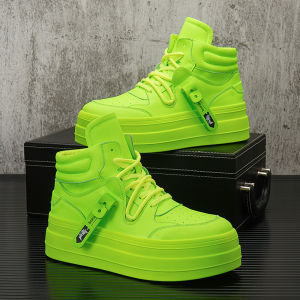 Casual High Top Shoes for Men Trendy Brand Increased Height Thick Bottom Youth Sports Leisure Breathable Mesh Upper Rubber Sole