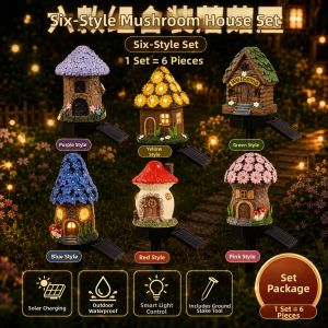 Solar Powered Outdoor Mushroom House Decorative Light