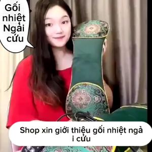 gối cổ ngải cứu cắm điện gối thảo dược nóng giảm đau nhức cổ vai gáy hiệu quả hương thơm thảo mộc dễ chịu  thoải mái.
