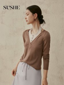 SUSHE | Faux Two-Piece Slimming Stretch T-Shirt
