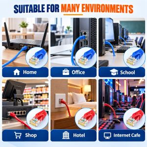 FUSSIN 10pcs 0.15m 0.3m UTP CAT6 cable RJ45 network Patch cords copper wires LAN line For Gigabit Ethernet Router PC Computer
