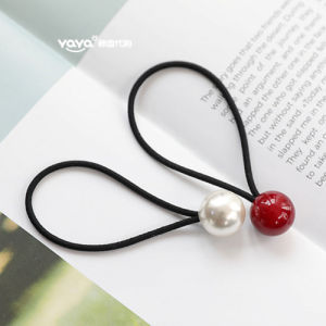 South Korea White Pearl Red Ball Ball Ponytail Hair Ring Head Rope Rubber Band to Simple Style Artsy Fresh Head Accessories