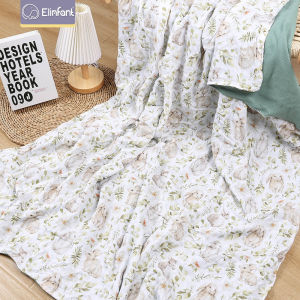 Elinfant waffle bamboo cotton swaddel blanket comfortable breathable digital print baby bath towel
