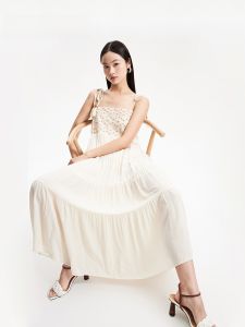 Vero Moda Romantic Pure Color National Holiday Style Long Dress Autumn Winter New Arrival Casual Loose Waist Gel Fiber Dress