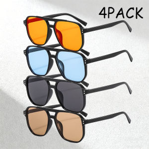 4-Pack Orange Fashion Sunglasses for Men - Trendy UV400 Protection Shades Suitable for Daily Wear Parties & Festivals