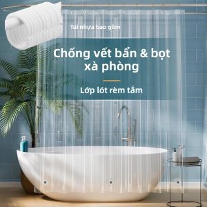 1 Tấm Rèm Tắm Trong Suốt Có Nam Châm Và Khuyên Kim Loại - Phong Cách Hiện Đại Chất Liệu Nhựa PEVA Có Móc Dùng Làm Vách Ngăn Bồn Tắm Trang Trí