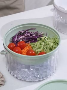 ชุดกล่องสลัด ชามถนอมอาหาร ภาชนะใส่อาหาร อะคริลิกอย่างดี เก็บความเย็นได้