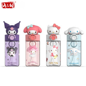 X&W 500ML Sanrio Hello Kitty Water Cup Tritan Kid Drinking Cup Elastic Lid Kawaii Kuromi Cinnamoroll Melody Water Bottles Gift