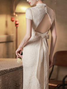 Engagement Dress Lace Cheongsam Toast Dress Young Bride Fancy Wedding Chinese Style out Light Yarn Classy