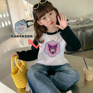 Girls Cotton T-Shirt Long Sleeve Egg Character Base Shirt Summer Fashionable Kids Clothing Cartoon Print Breathable round Neck