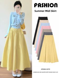 YAYANGREN | Elegant French Style Mid-Length A-Line Slimming Princess Skirt Yellow