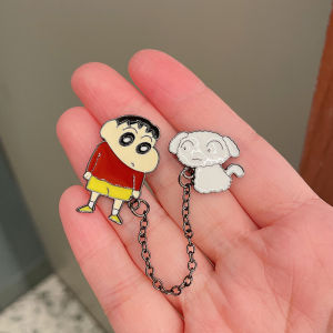 หมุดหน้าอกแอนิเมชั่นการ์ตูนน่ารักพร้อมโซ่น่ารักสําหรับคู่รักโลหะผสมเงินทองชุบเครื่องประดับจากญี่ปุ่นและเกาหลีใต้