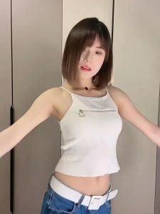 เสื้อสายเดี่ยวไหมพรม สไตล์ฮ่องกง ฤดูร้อน ทรงสลิมฟิต เสื้อท่อนล่าง สำหรับสาวญี่ปุ่น หญิง Clothing Lady Women