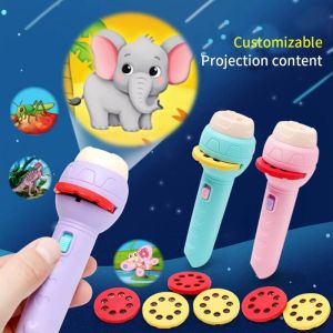 Creative Cartoon Animal Fun Luminous Projector Slide Bedtime Toys Baby Handheld Flashlight Projection Torch Lamp Kids Gift