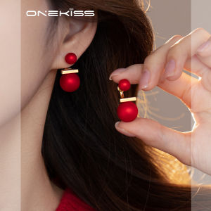 Fashionable Pearl Earrings Womens New Year Red Double-Wear Light Luxury Versatile Ear Jewelry Korean Style Fresh Outfall