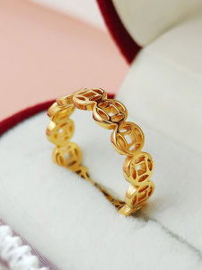 Titanium Steel Ring Lucky Coin Finger Ring 2025 Master Recommended New Year Must Have Good Luck Intention Ring High Level