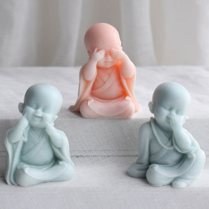 Handmade DIY Cartoon Monk Aromatherapy Candle Silicone Mold Chinese Style Kitchen Baking Tools Small Decorative Mousse Tray