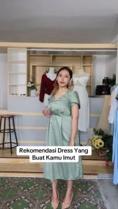 Dress Tullip  Korean Style Midi Gaun Wanita Satin Premium Polos Casual DRS C003 Terbaru 2025