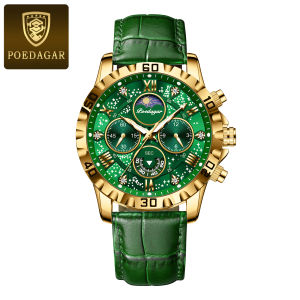 POEDAGAR Fashion Luxury Man Wristwatch Chronograph Leather Watches For Men Waterproof Luminous Sports Military Men Quartz Watch