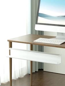 No Drill 55cm Under Desk Cable Storage Organizer Cable Tray Basket Under Desk Cord Organizer with Clamp Mount System