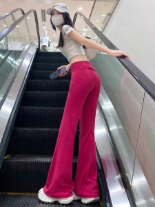 Quần Ống Loe Cạp Cao Màu Đỏ Phong Cách Mỹ Cho Nữ Mùa Hè 2025 Quần Thể Thao Rộng Rãi Thoải Mái Thoáng Khí Dễ Mặc