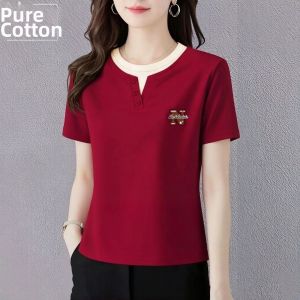 QIAOXIZI | Plus Size Loose Fitting 100% Cotton T-Shirt Short Sleeve