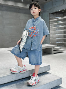 Boys Summer Hanfu Clothing Set Short Sleeve Traditional Chinese Style Kids Wear New 2026 Trendy Middle Large Children Tang Suit
