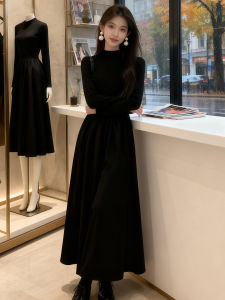 SUHUIQIAN | French Style High End Long Dress Black Waist Cinching