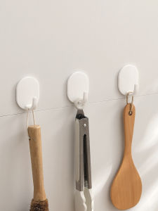 Strong Adhesive Hooks White Clothes Hanger for Bathroom High Load Bearing No Punching Needed Coat Hooks Easy Installation