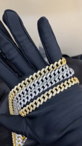 EWYA 100% Real Full Moissanite Cuban Neck Chain Necklace for Men Women 8mm S925 Sterling Silver Hip Hop Diamond Tennis Necklace Cuban link sterling silver