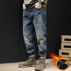 Elastic Straight Leg Jeans Mens Loose Fit Autumn Winter New Style Large Size Cone Shaped Mens Pants Retro Style Jeans