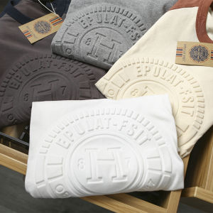 Three Good Quality! Comfortable Not Covered! Men Fashion Raglan Sleeve Embossed Letters Pure Cotton Long Sleeves T-shirt Fashion