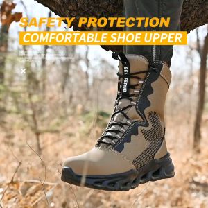 Mens and womens high-top boots spring protective shoes smashing waterproof and puncture site safety shoes