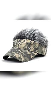 Mens Wig Camouflage Hat Fashion Casual Golf Baseball Cap Multi Color Wig Sun Visor Adjustable Button Sports Rock Punk Style