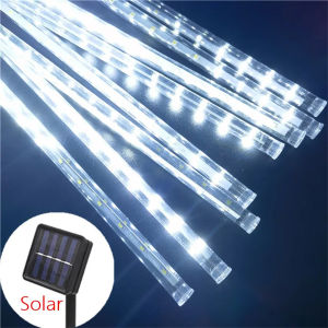 1pc Solar 30/50cm Meteor Rain String Lights Meteor Shower 8 Tubes Outdoor Waterproof Falling Raindrop Fairy Lights Garden Decor