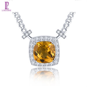 Lohaspie Jewelry Pure 2.58 Carats Solid Sterling Silver 925 Pendant Natural Citrine Garnet Amethyst Pendant Garnet Stone Pendant Necklace For Women Silver Original 925 Jewelry