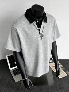 KETONG | Polo Collar Faux Two-piece Loose Versatile T-shirt
