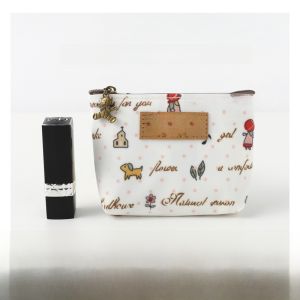 Mini Coin Purse Womens Short Wallet Double Zipper Waterproof Card Holder Cute Small Bag Fashionable Floral Print PVC Material