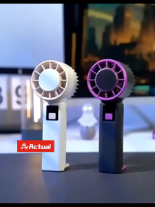 Actual Portable handheld mini fan with stand USB rechargeable outdoor cooling tool semiconductor cooling fan cute sticker 便携式风扇可爱