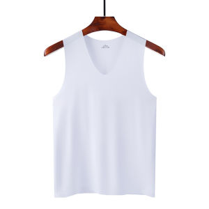 Summer Mens Non-Marking Ice Silk Undershirt Mens Slim Sports Fitness Cross-Body Bottoming Sleeveless Breathable Home wear