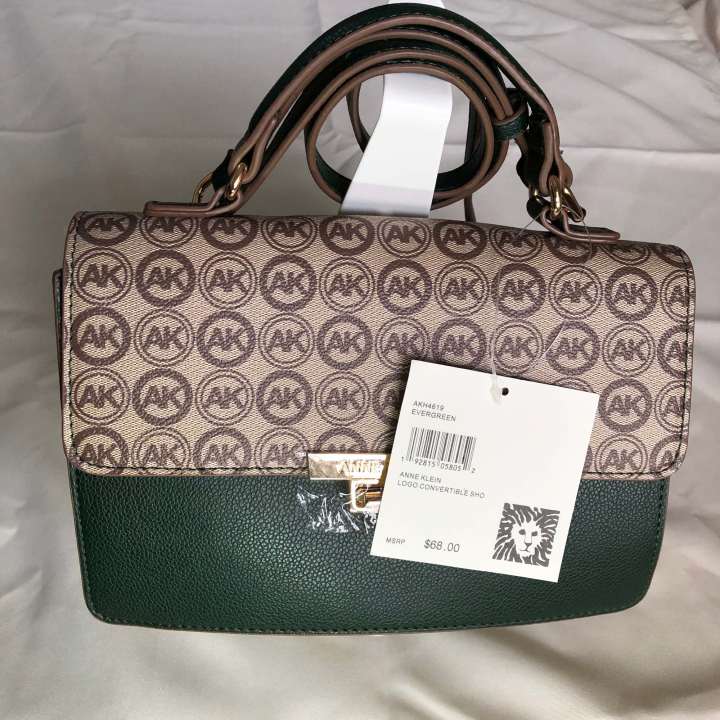 Anne Klein two way top handle with crossbody sling Classic Logo