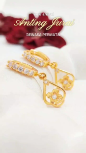 Nice Jewelry Anting dewasa permata lapis emas gold AT 033
