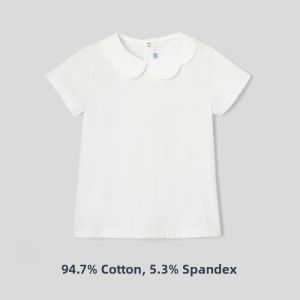Jacadi | Girl Short Sleeve Cotton Tshirt White Peter Pan Collar