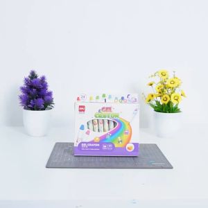Deli Silky Crayon / Krayon Gel 12/24 Warna Mudah Dicuci Tidak Mengotori Tangan EC211